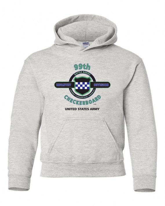 99th Infantry Division" Checkerboard " Battle & Campaign Hoodie Sweatshirt w/Pockets.