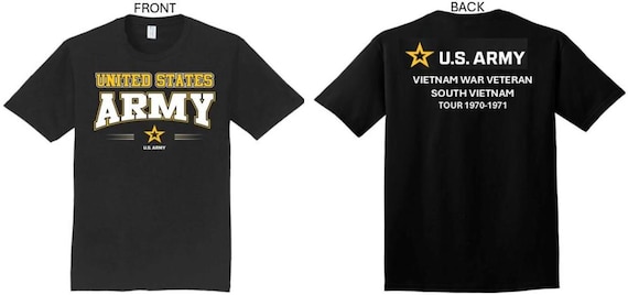 ARMY*Tour 1970-1971* Vietnam War Veteran* South Vietnam. 2-Sided T-Shirt. US ARMY Officially Licensed.