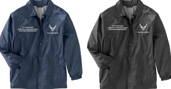 Fairchild Air Force Base * Spokane-Washington* Coaches Jacket *Embroidered Right & Left Chest. USAF Officially Licensed.