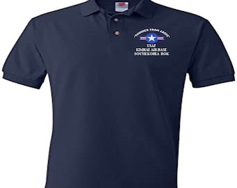 KIMHAE Air Base South Korea ROK USAF "Thunder From Above" Embroidered Lightweight Polo Shirt