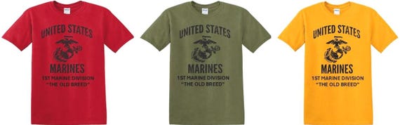 1ST Marine Division* The Old Breed *Marine Corps Eagle, Globe & Anchor Shirt. USMC Officially Licensed.