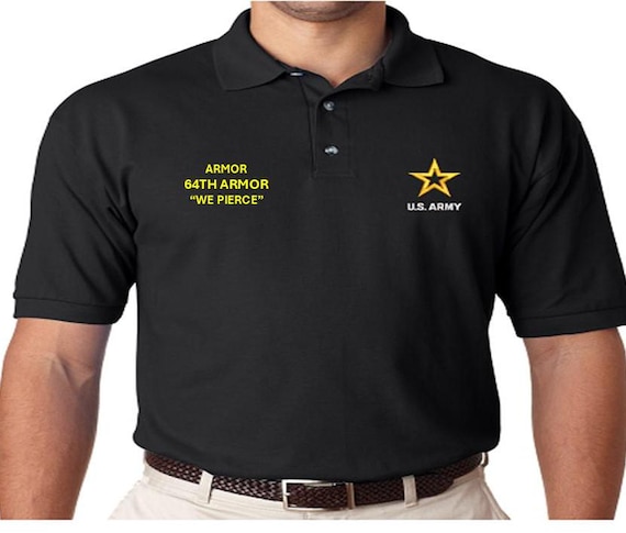 64th Armor* We Pierce * Armor *Embroidered polo shirt* Army Officially Licensed