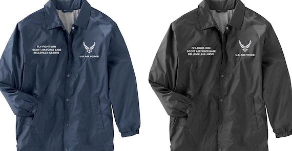 Scott Air Force Base * Belleville-Illinois* Coaches Jacket *Embroidered Right & Left Chest. USAF Officially Licensed.