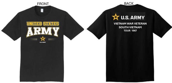 ARMY*Tour 1967* Vietnam War Veteran* South Vietnam. 2-Sided T-Shirt. US ARMY Officially Licensed.