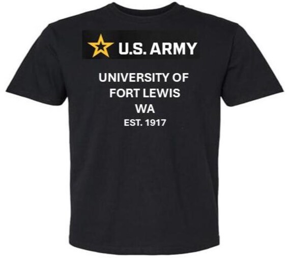 ARMY* University of Fort Lewis* Est 1917* Washington. U.S.Army shirt.  (Army Officially Licensed)
