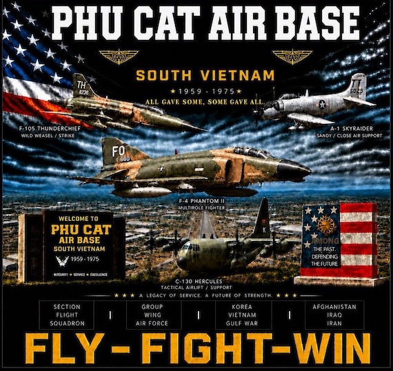 PHU CAT Air Base * South Vietnam*Vietnam Veteran* 2-Side Vinyl Shirt. USAF Officially Licensed.