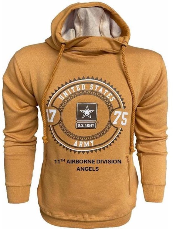 11TH Airborne Division* Angels * U.S. Army Vintage Premium Camel Hoodie. Army Officially Licensed