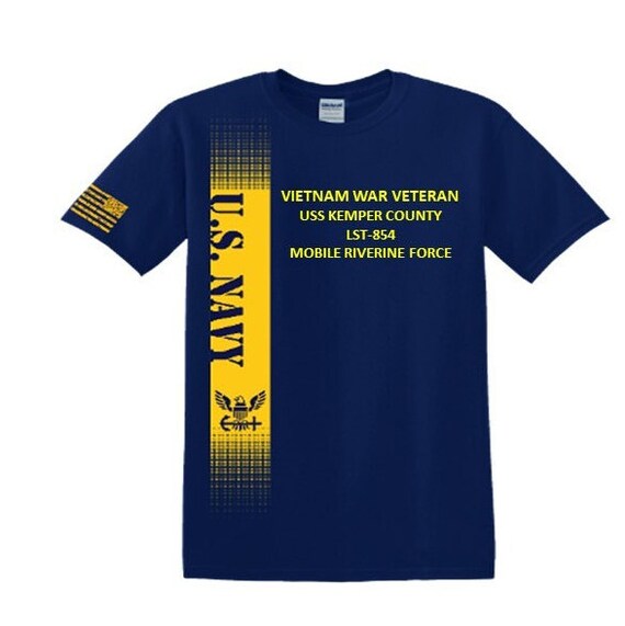 USS Kemper County  LST-854 Vietnam War Veteran*Mobile Riverine Force*Navy Verticle-Vinyl & Silk Screen.*Officially Navy Licensed Shirt