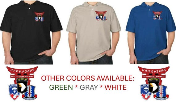 Rakkasans  187th Infantry Regiment * 101st Airborne Division Vinyl Light Weight Left Chest Polo Shirt.