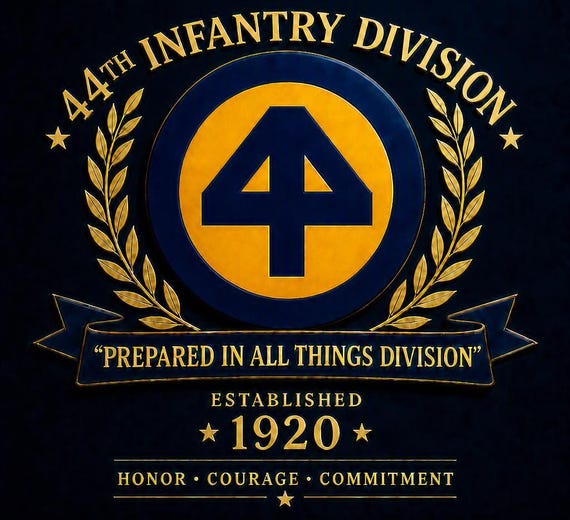 44th Infantry Division* Prepared In All Things * Established 1920* 2-Sided Vinyl Shirt. ARMY Officially Licensed