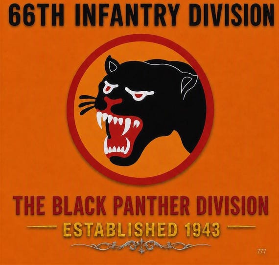 66TH Infantry Division* Black Panther * Established 1943* 2-Sided Vinyl Shirt. ARMY Officially Licensed