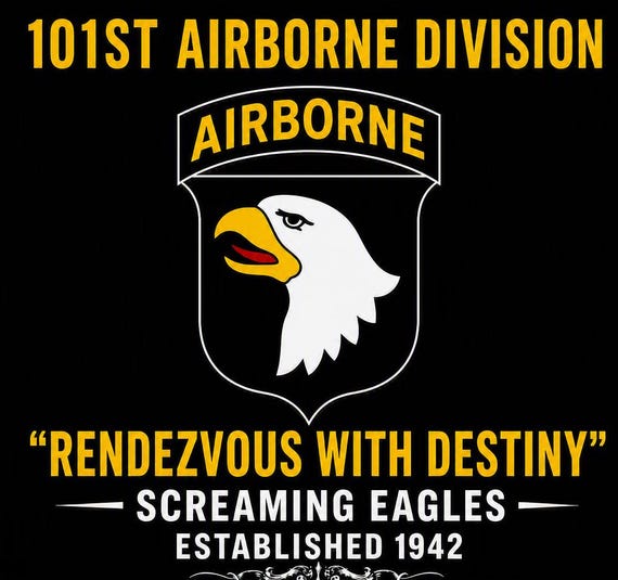 101ST Airborne Division* Rendezvout with Destiny* Screaming Eagles* Established 1942 * 2-Sided Vinyl Shirt. ARMY Officially Licensed