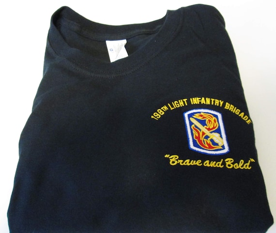 198th Light Infantry Brigade"Brave and Bold" Left Chest Embroidered Shirt