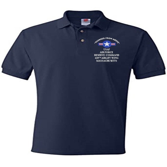 439th Airlift Wing Massachusetts Air Force Reserve Command Air Force "Thunder From Above" Embroidered Lightweight Polo Shirt