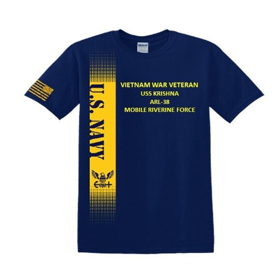 USS KRISHNA  ARL-38 Vietnam War Veteran*Mobile Riverine Force*Navy Verticle-Vinyl & Silk Screen.*Officially Navy Licensed Shirt