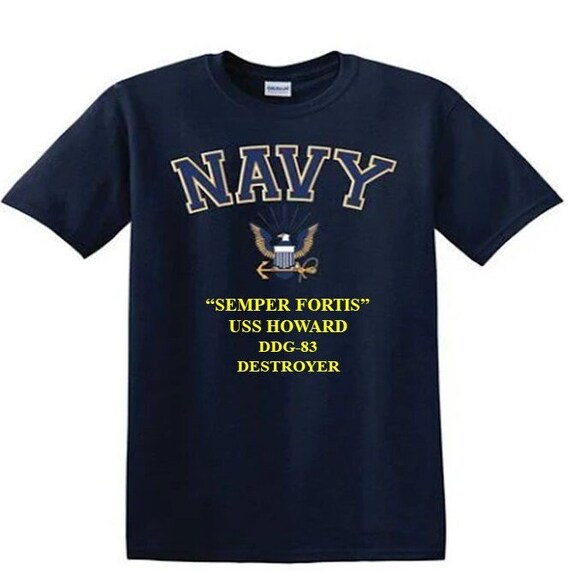 USS HOWARD DDG-83 Destroyer"Semper Fortis" Navy Logo Vinyl Shirt (Navy Officially Licensed)