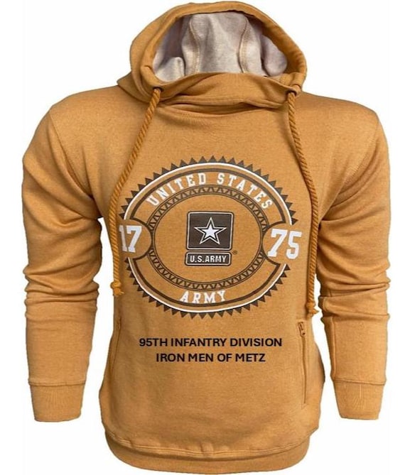 95TH Infantry Division* Iron Men of Metz * U.S. Army Vintage Premium Camel Hoodie. Army Officially Licensed