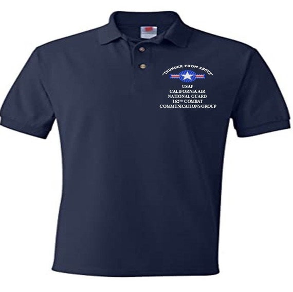 162nd Combat Communication Group California Air National Guard  Air Force "Thunder From Above" Embroidered Lightweight Polo Shirt