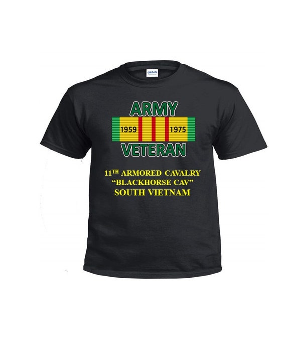 11th Armored Cavalry " Blackhorse Cav " * Vietnam Veteran Ribbon Vinyl / Silkscreen Shirt or Sweatshirts