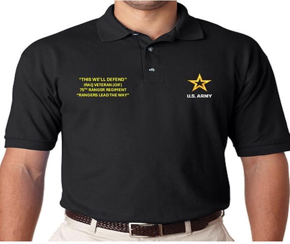 75th Ranger Regiment* Rangers Lead the Way* Iraq Veteran OIF*  *Embroidered polo shirt* Army Officially Licensed.