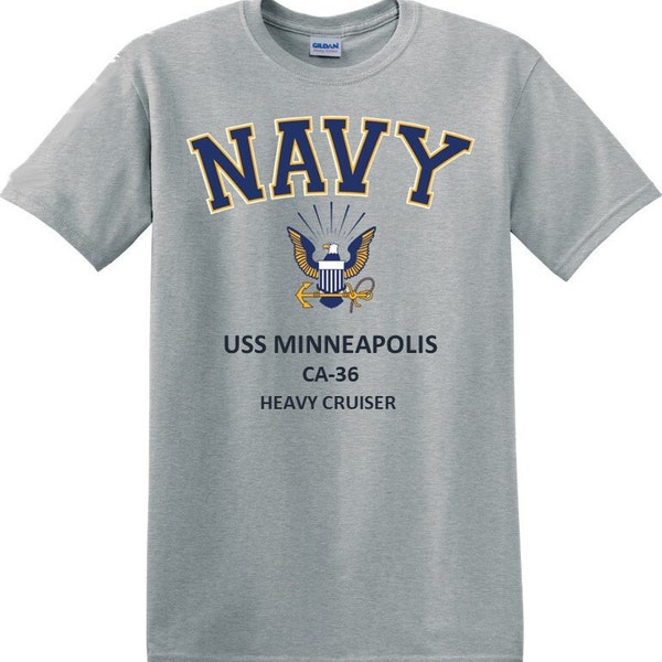 USS MINNEAPOLIS  CA-36 * Cruiser* Navy Eagle *T-Shirt. Vinyl & Digital Print. Officially Licensed Navy