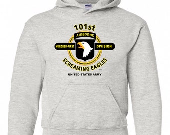 101st Airborne Division &quot; Screaming Eagles &quot; Battle & Campaign Hoodie Sweatshirt w / Pockets.