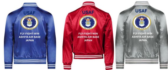 Air Force* ASHIYA Air Base* Japan *Fly-Fight-Win*Satin Jacket (Back Only) USAF Officially Licensed