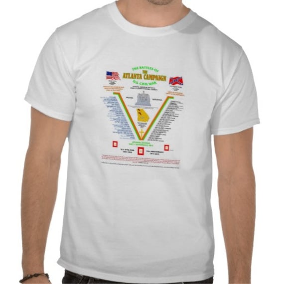 American-U.S. Civil War Atlanta Campaign, Georgia Order Of Battle Union and Confederate White Shirt