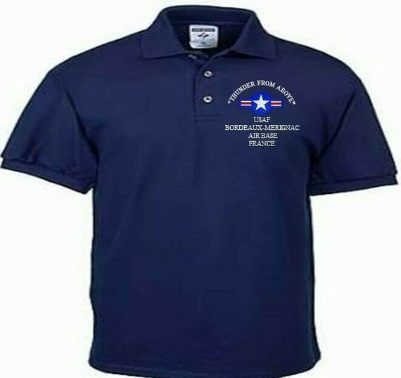Bordeaux-Merignac Air Base France Air Force "Thunder From Above" Embroidered Lightweight Polo Shirt
