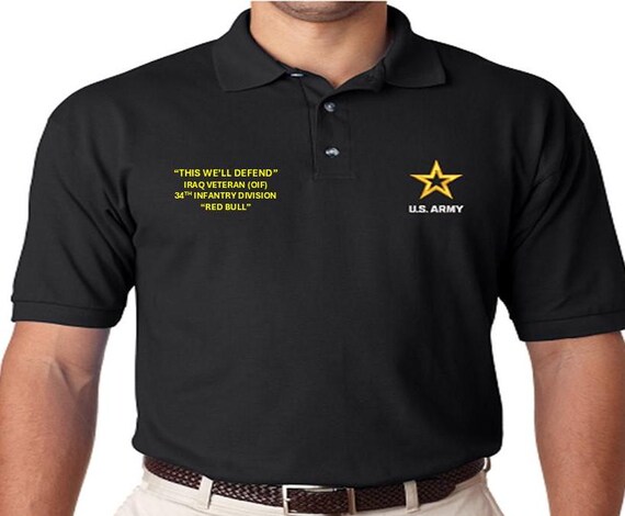 34th Infantry Division* Red Bull* Iraq Veteran OIF*  *Embroidered polo shirt* Army Officially Licensed.