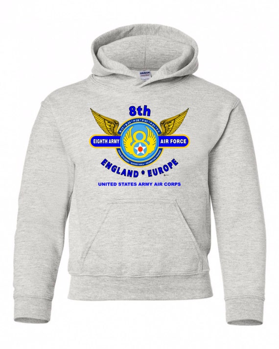 8th Army Air Force" England *Europe" WW II Battle & Campaign Hoodie Sweatshirt w/Pockets.