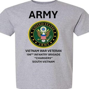 196TH Infantry Brigade * Vietnam War Veteran* Chargers*South Vietnam* Army Logo. Army Officially Licensed