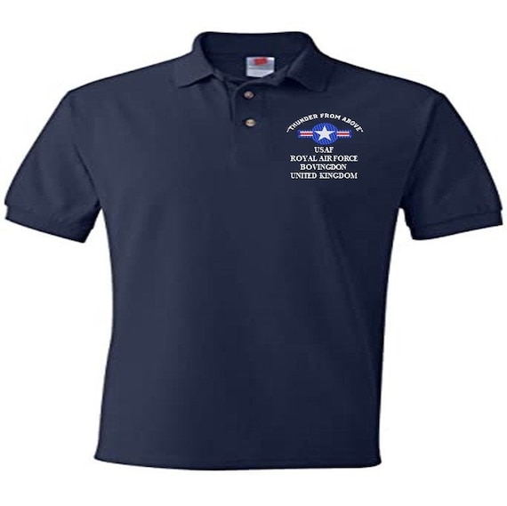 Royal Air Force Bovingdon United Kingdom USAF "Thunder From Above" Embroidered Lightweight Polo Shirt