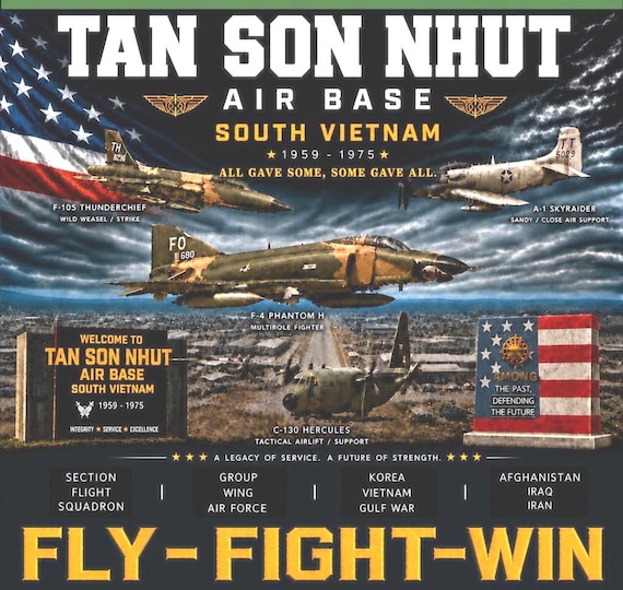 Tan Son Nhut Air Base * South Vietnam*Vietnam Veteran* 2-Side Vinyl Shirt. USAF Officially Licensed.