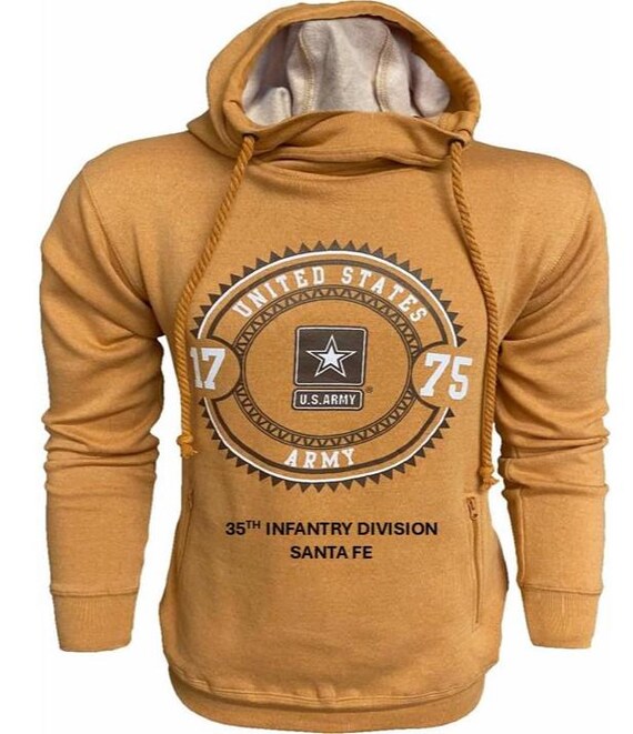 35TH Infantry Division* SANTA FE * U.S. Army Vintage Premium Camel Hoodie. Army Officially Licensed