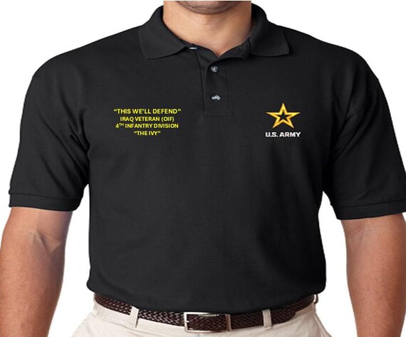 4th Infantry Division* The Ivy*Iraq Veteran OIF* *Embroidered polo shirt* Army Officially Licensed