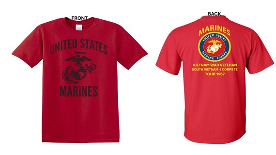USMC*Tour 1967* Vietnam War Veteran* South Vietnam-I Corps TZ . 2-Sided T-Shirt. Marine Corps Officially Licensed.
