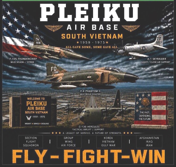 PLEIKU Air Base * South Vietnam*Vietnam Veteran* 2-Side Vinyl Shirt. USAF Officially Licensed.