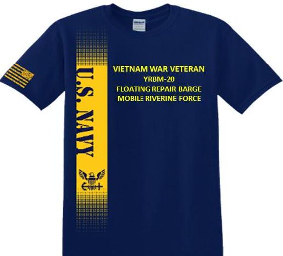 USS YRBM-20 Floating Repair Barge Vietnam War Veteran*Mobile Riverine Force*Navy Verticle-Vinyl & Silk Screen*Officially Navy Licensed Shirt