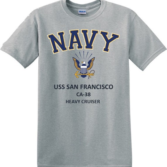 USS San Francisco  CA-38 * Cruiser* Navy Eagle *T-Shirt. Vinyl & Digital Print. Officially Licensed Navy
