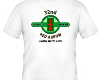 32nd Infantry Division-Red Arrow Division-United States Army  White Shirt