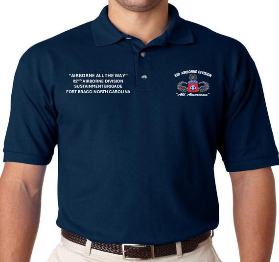 82nd Airborne Division Sustainment Brigade*AirborneAll the Way *Fort Bragg-NorthCarolina*Embroidered polo shirt* Army Officially Licensed