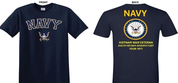 NAVY*Tour 1971* Vietnam War Veteran* South Vietnam-Navy Seventh Fleet. 2-Sided T-Shirt. US NAVY Officially Licensed.