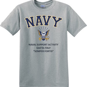 Naval Support Activity Gaeta*Italy* Navy Eagle *T-Shirt. Vinyl & Digital Print. Officially Licensed Navy