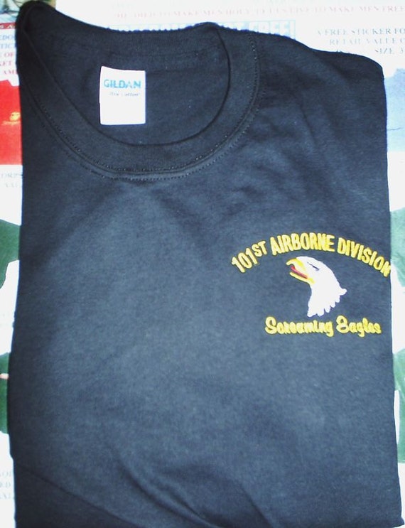 101st Airborne Division- Screaming Eagles-Black Embroidered Shirt