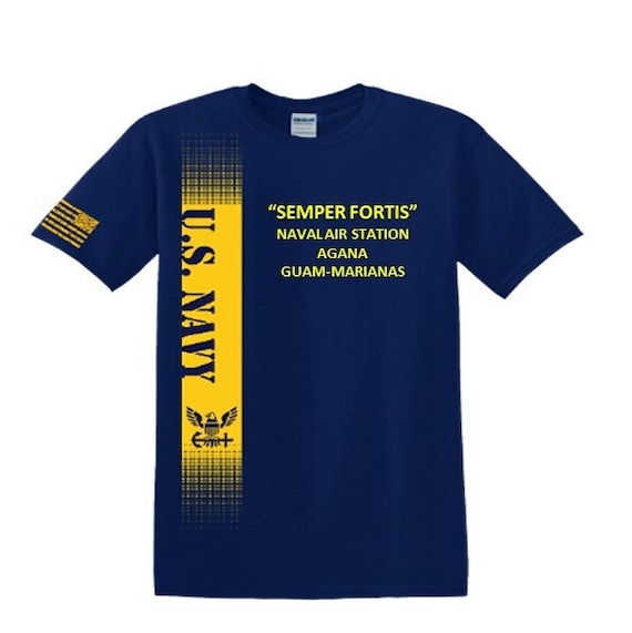 Naval Air Station Agana* Guam-Marianas * Semper Fortis*Navy Verticle-Vinyl & Silk Screen.*Officially Navy Licensed Shirt