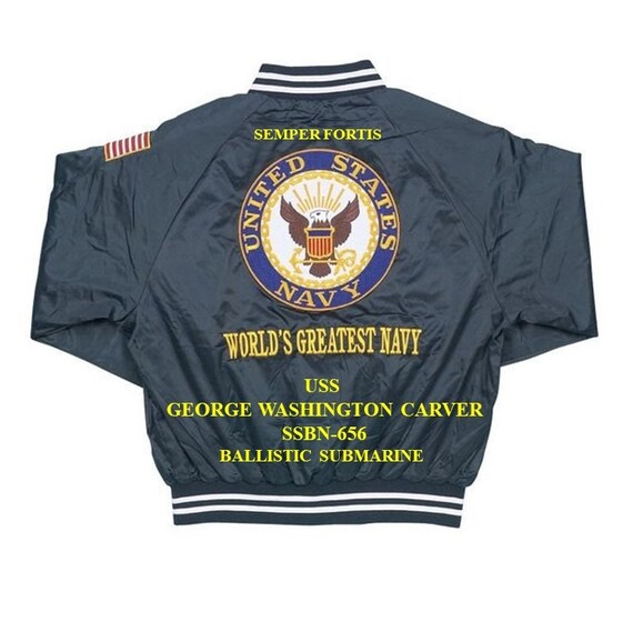 USS George Washington Carver SSBN-656 Submarine Navy Embroidered 1-Sided Satin Jacket (Back Only) Officially Licensed