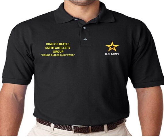 558th Artillery Group *King of Battle* Honor Guides Our Power *Embroidered polo shirt* Army Officially Licensed