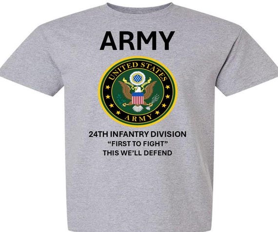 24TH Infantry Division * FIRST TO FIGHT* This We'll Defend* Army Logo. Army Officially Licensed