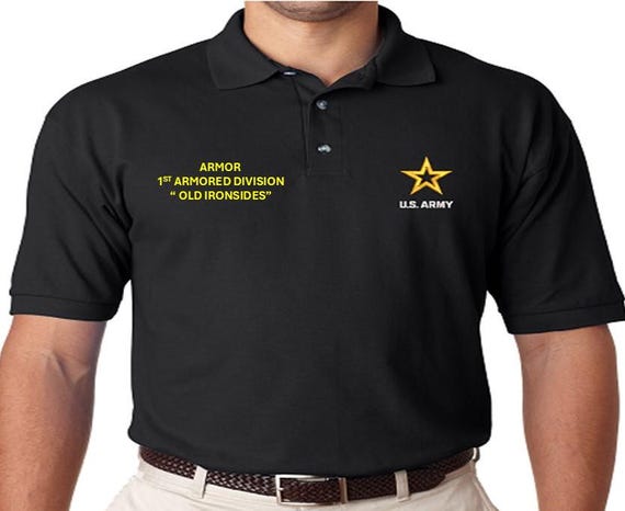 1st Armored Division* Old Ironsides*Armor *Embroidered polo shirt* Army Officially Licensed